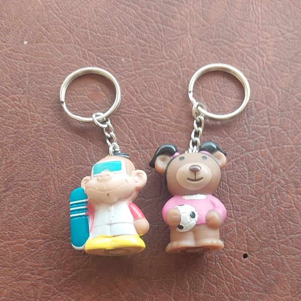 Vintage Star Awards Keychain Set: Bear & Monkey Sports/Surf Novelty Keychains